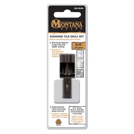 Diamond Tile Montana Brand 3/4 in. Alloy Steel Drill Bit 3-Flat Shank 1 pc MB-65206
